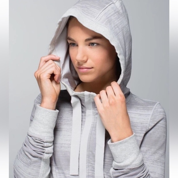 Lululemon Post Sweat Pullover Gray French Terry Hooded Half Zip Size 6 - Picture 3 of 8